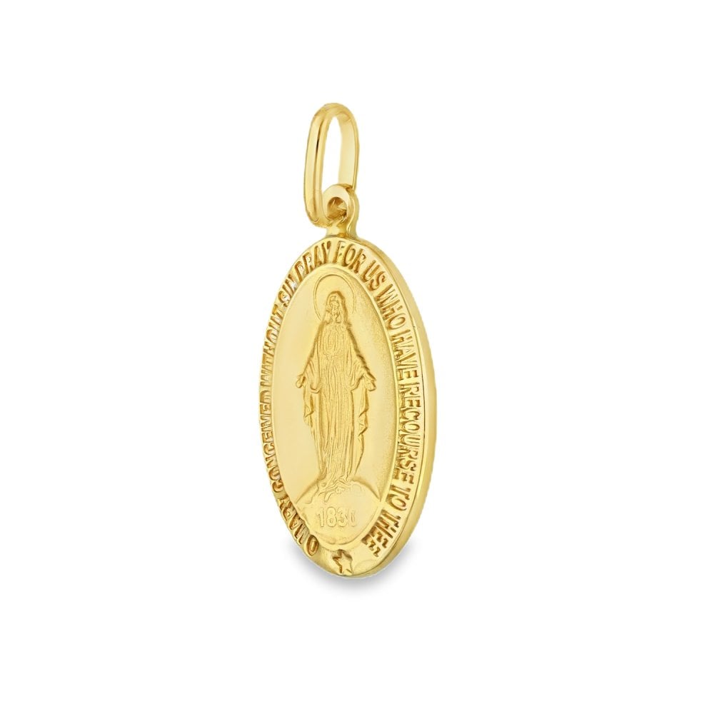 9ct Yellow Gold Oval Miraculous Pendant - 13x22mm - 2.3g