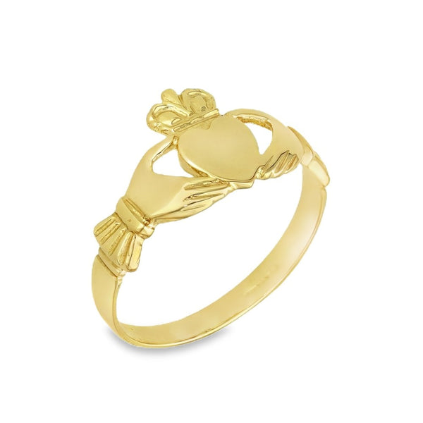 9ct Yellow Gold Claddagh Dress Ring - Size O - 11mm