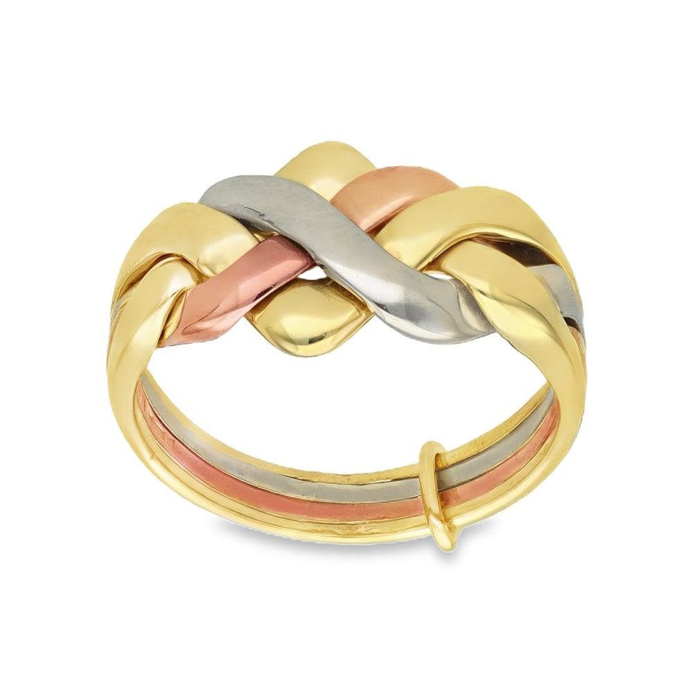 9ct Multi-Tone Gold Puzzle Ring - Size P½ - 6.0g