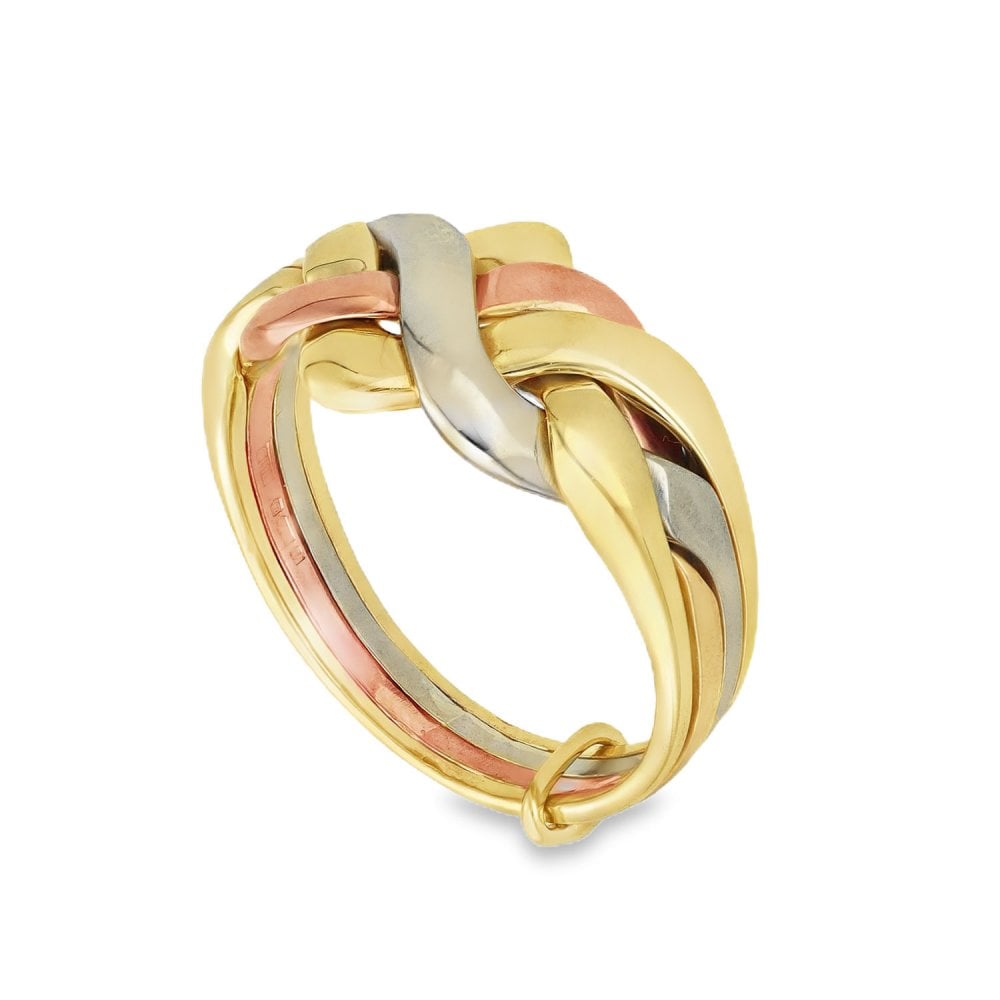 9ct Multi-Tone Gold Puzzle Ring - Size P½ - 6.0g