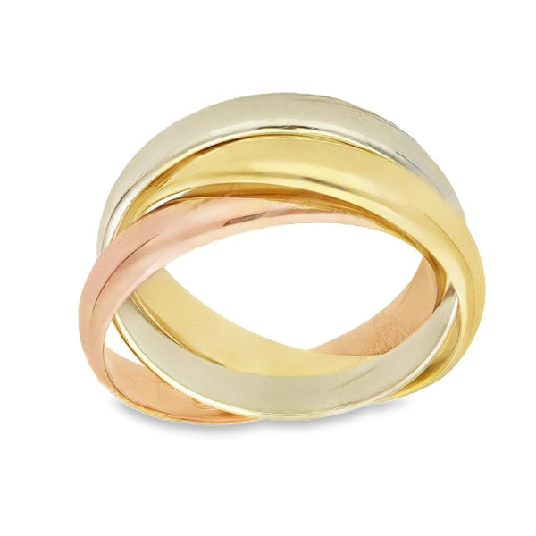 9ct Multi-Tone Gold Russian Wedding Band - Size H - 4.0g