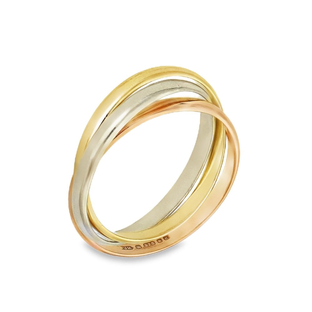 9ct Multi-Tone Gold Russian Wedding Band - Size J½ - 2.5g