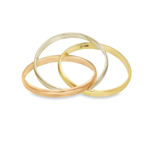 9ct Multi-Tone Gold Russian Wedding Band - Size J½ - 2.5g
