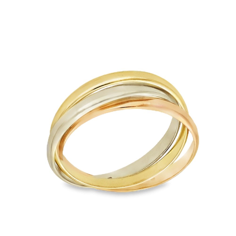 9ct Multi-Tone Gold Russian Wedding Band - Size J½ - 2.5g