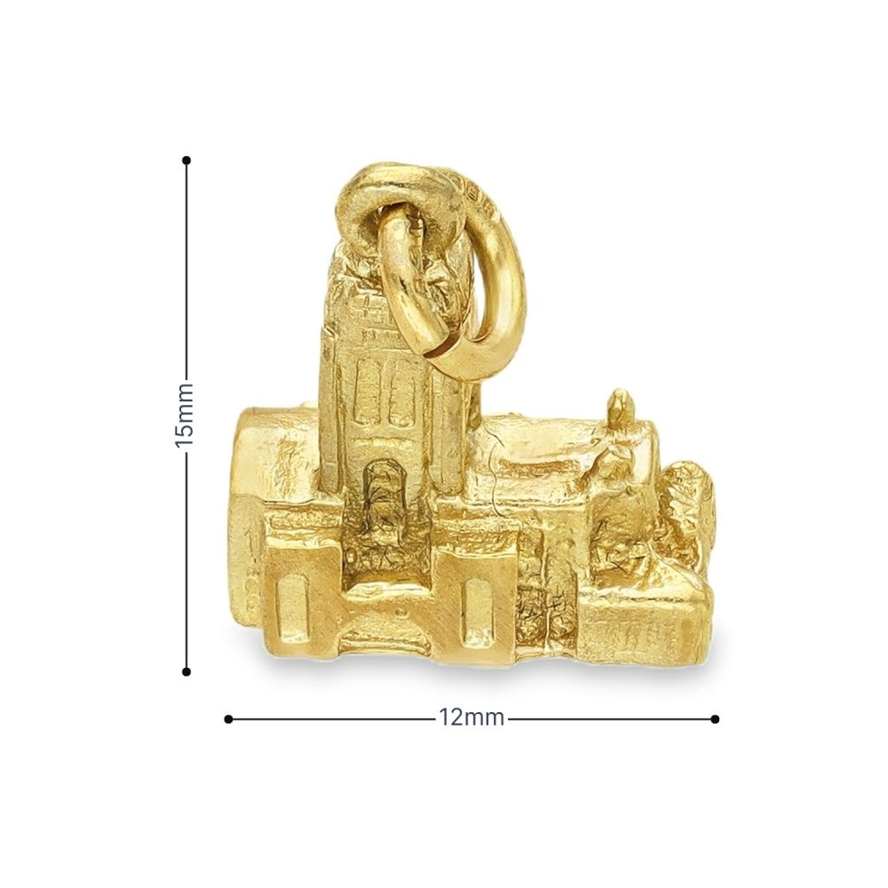 9ct Yellow Gold Church Charm - 12x15x6mm - 3.6g