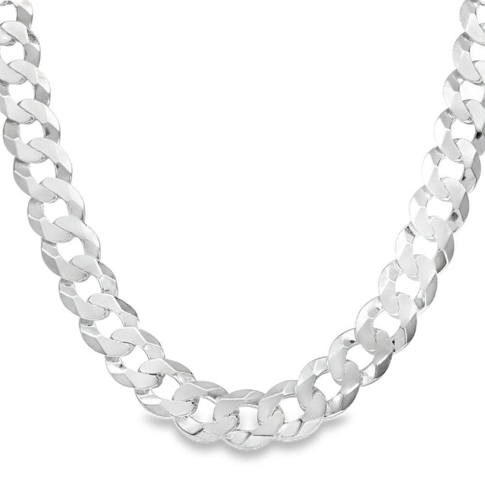 925 Silver Heavy Flat Curb Chain - 22" - 51.6g