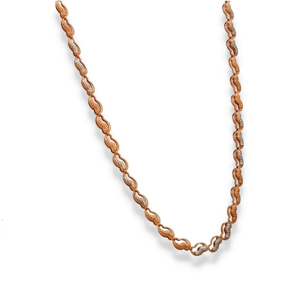 9ct Rose & White Gold Fancy Open Wave Necklace - 18" - 4.4g