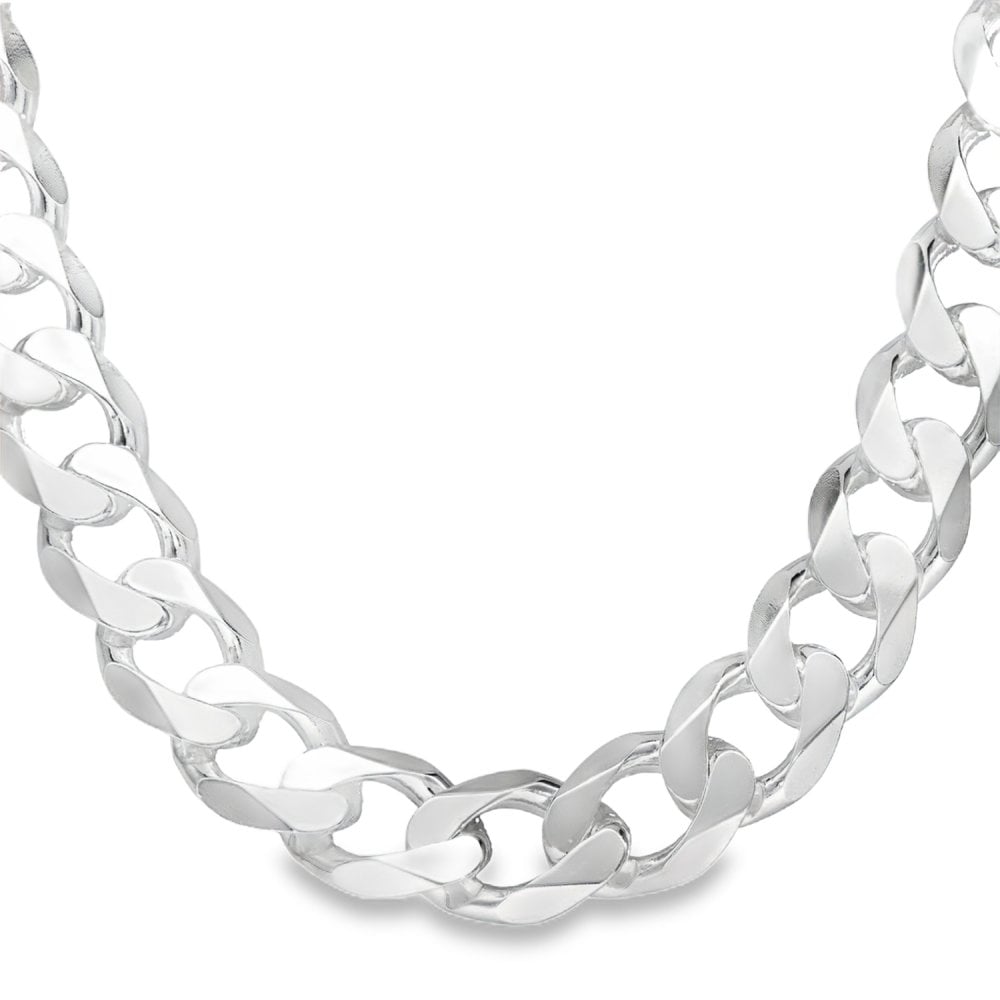 925 Silver Heavy Flat Curb Chain - 22" - 126.5g