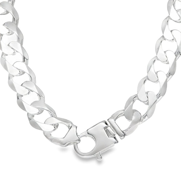 925 Silver Heavy Flat Curb Chain - 22" - 126.5g