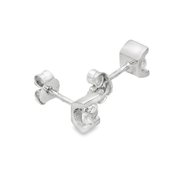 9ct White Gold Cubic Zirconia Stud Earrings - 5x4mm - 1.2g