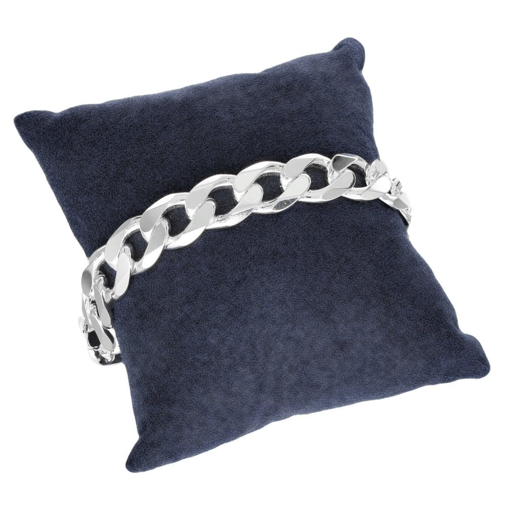 925 Silver Heavy Flat Curb Bracelet - 9" - 51.6g