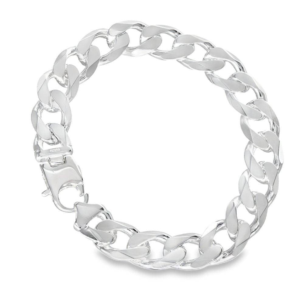 925 Silver Heavy Flat Curb Bracelet - 9" - 51.6g