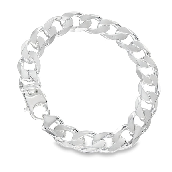 925 Silver Heavy Flat Curb Bracelet - 9" - 51.6g