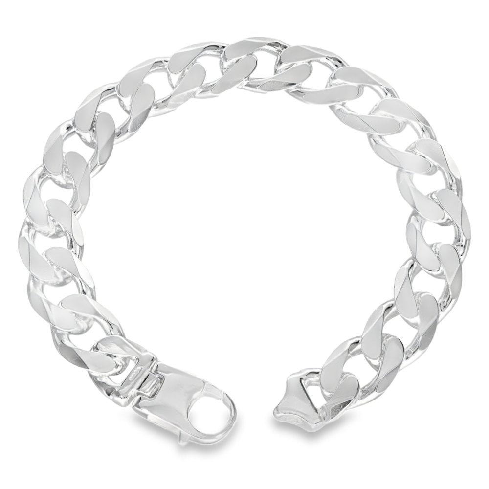 925 Silver Heavy Flat Curb Bracelet - 9" - 51.6g