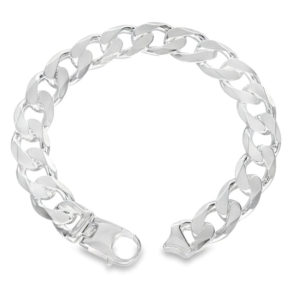 925 Silver Heavy Flat Curb Bracelet - 9" - 51.6g