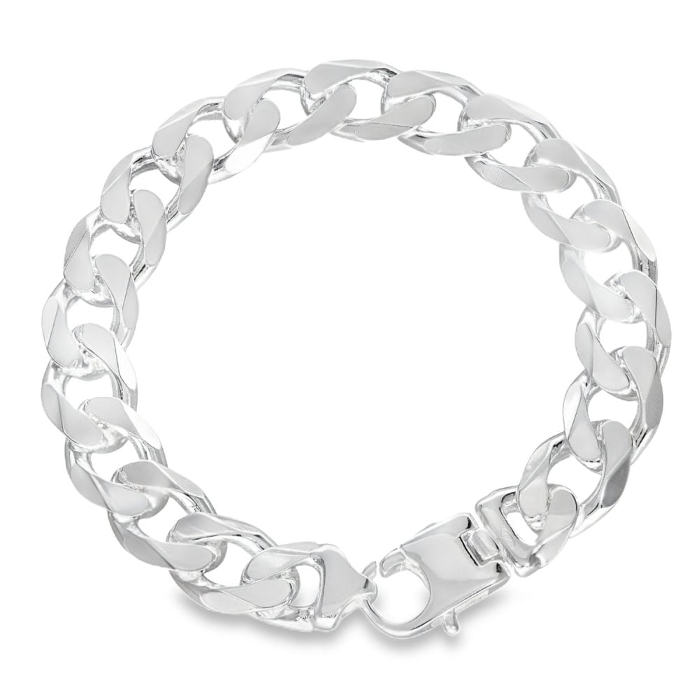 925 Silver Heavy Flat Curb Bracelet - 9" - 51.6g