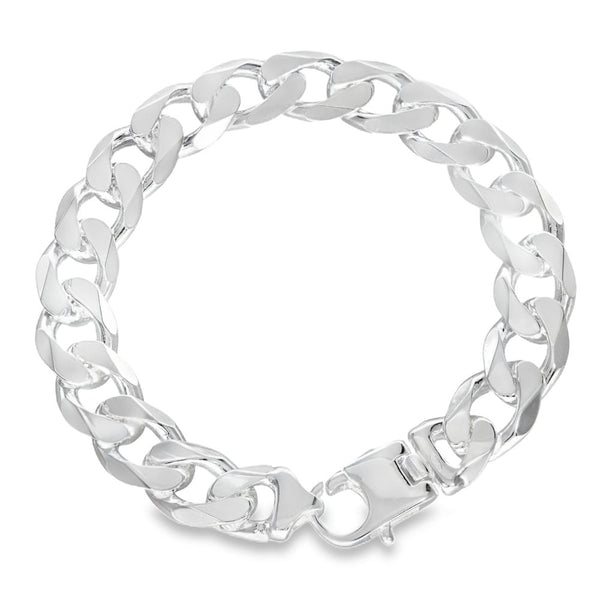 925 Silver Heavy Flat Curb Bracelet - 9" - 51.6g