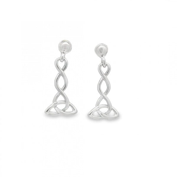 9ct White Gold Open Celtic Drop Earrings - 11x25mm - 2.9g