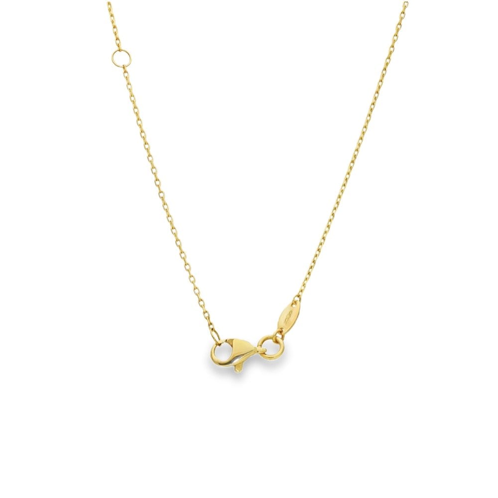 9ct Yellow Gold Mother of Pearl Clover Trace Necklace -17" -2.4g