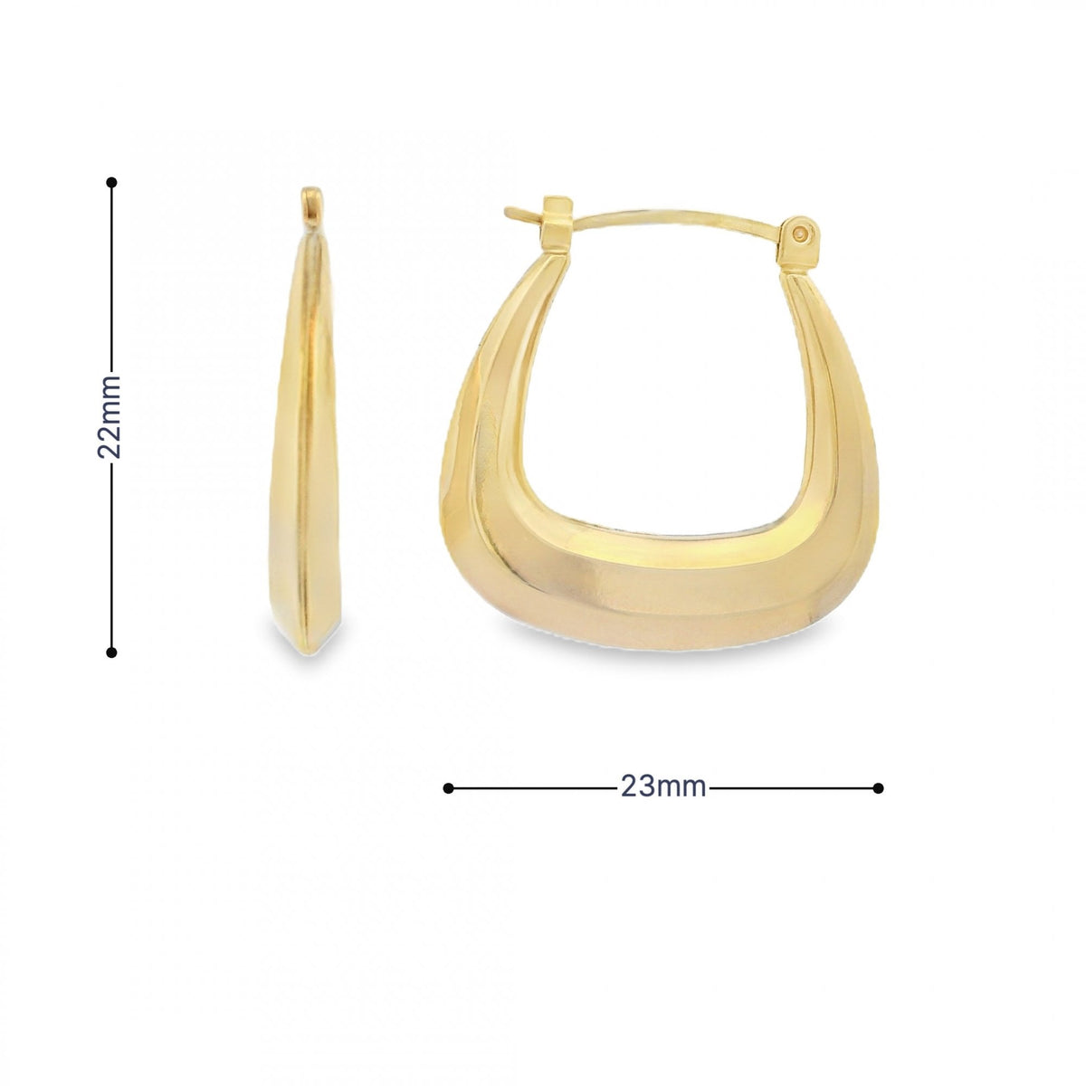 9ct Yellow Gold Handbag Earrings - 23x22mm - 1.3g
