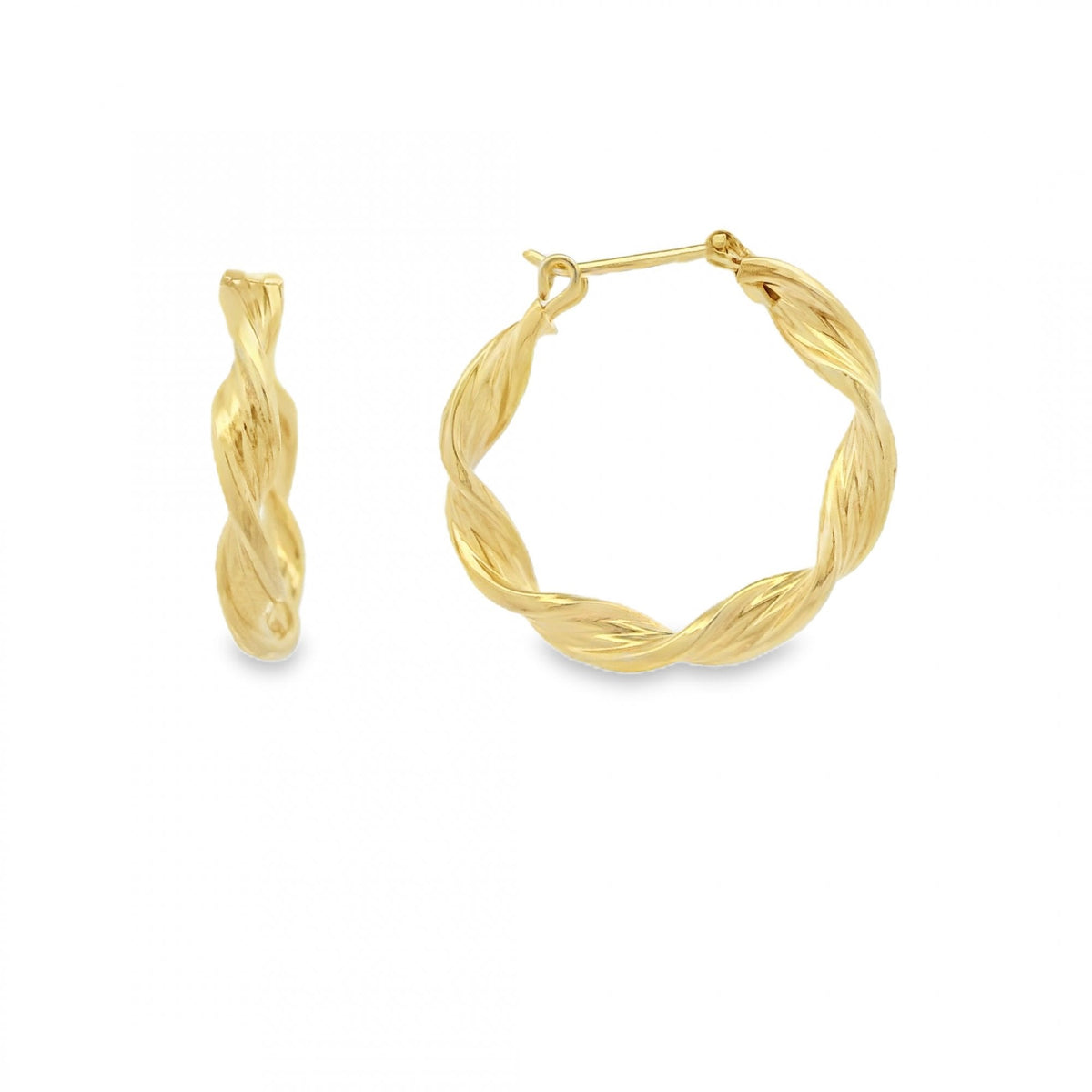 9ct Yellow Gold Twist Hoop Earrings - 23x23mm - 1.9g
