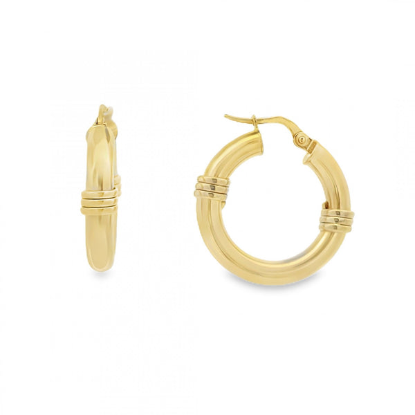 9ct Yellow Gold Tube Hoop Earrings - 24x24mm - 3.5g