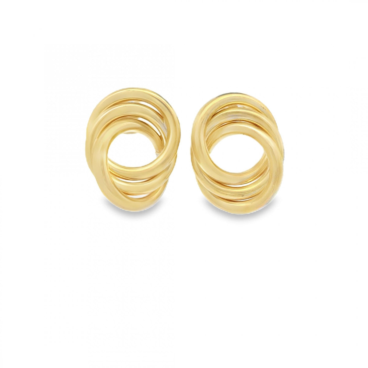 9ct Yellow Gold Tube Open Knot Stud Earrings - 14x18mm - 3.0g
