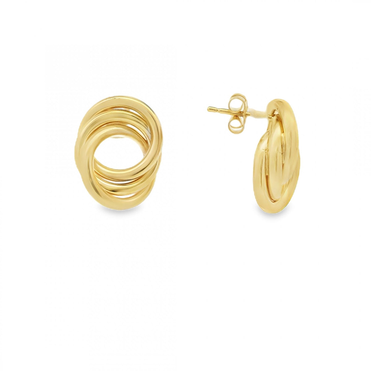 9ct Yellow Gold Tube Open Knot Stud Earrings - 14x18mm - 3.0g