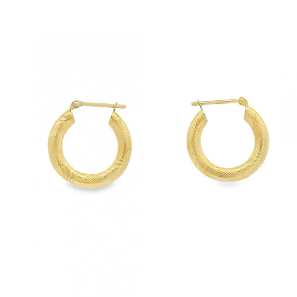 9ct Yellow Gold Creole Tube Earrings - 17x17mm - 1.9g