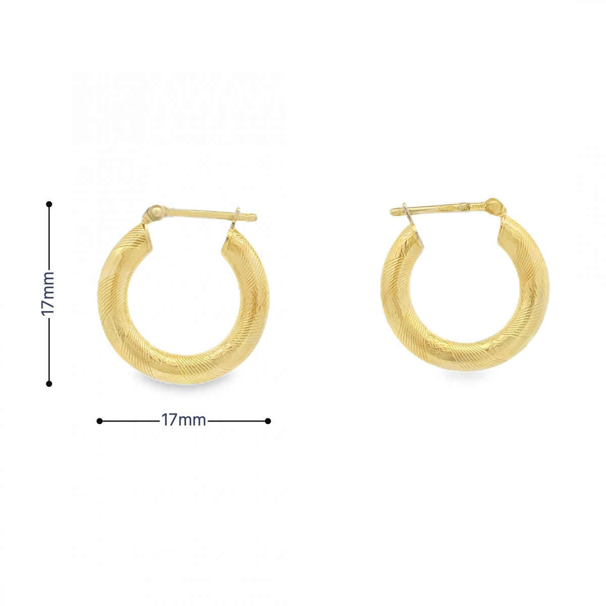 9ct Yellow Gold Creole Tube Earrings - 17x17mm - 1.9g