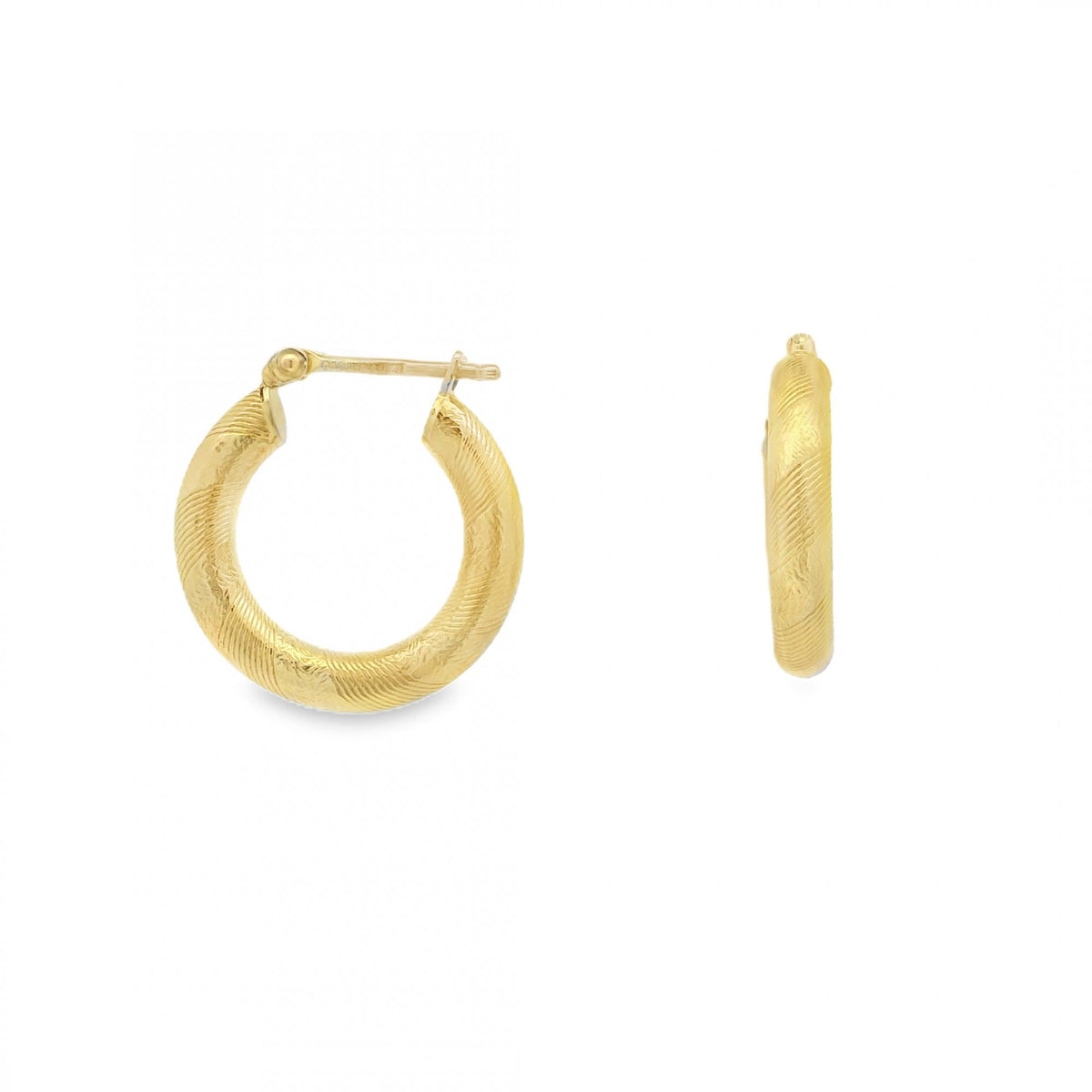 9ct Yellow Gold Creole Tube Earrings - 17x17mm - 1.9g