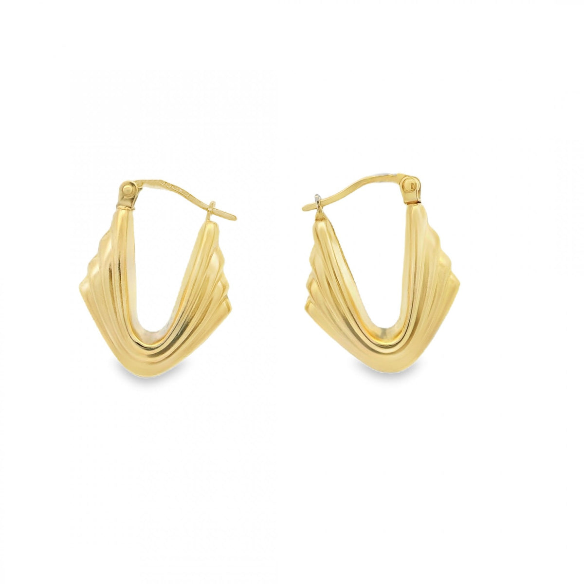 9ct Yellow Gold Waterfall Creole Earrings - 16x21x6mm - 2.0g