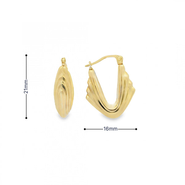 9ct Yellow Gold Waterfall Creole Earrings - 16x21x6mm - 2.0g