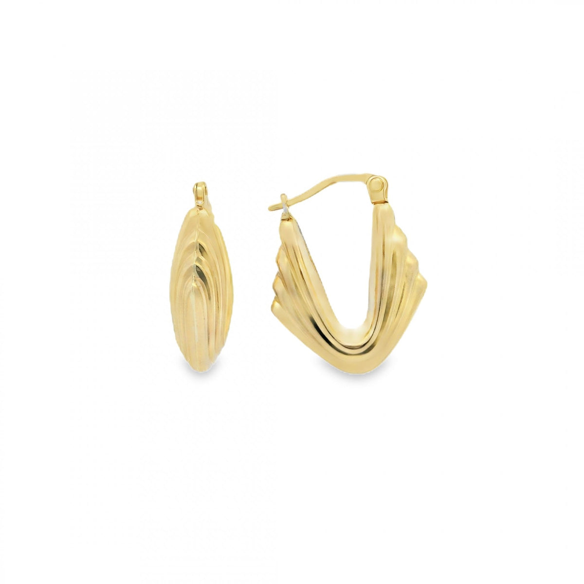 9ct Yellow Gold Waterfall Creole Earrings - 16x21x6mm - 2.0g