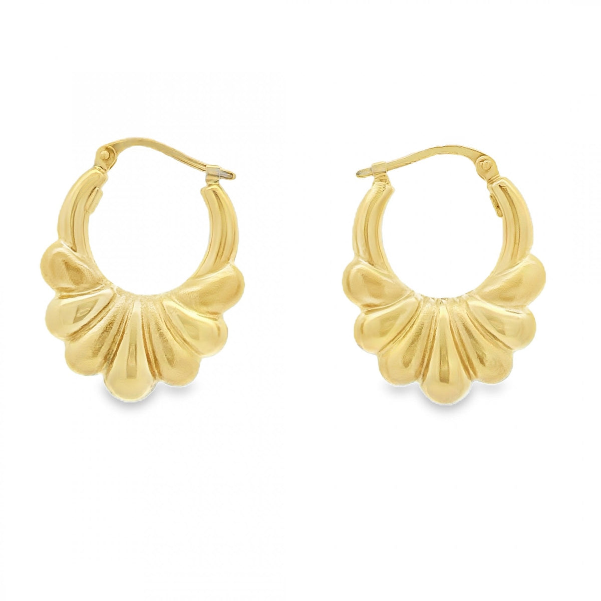 9ct Yellow Gold Bubble Fan Earrings - 18x23mm - 1.9g