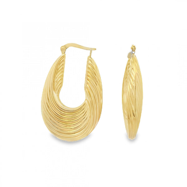 9ct Yellow Gold Graduated Twist Creole Earrings - 22x34mm - 3.5g