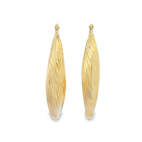 9ct Yellow Gold Graduated Twist Creole Earrings - 22x34mm - 3.5g