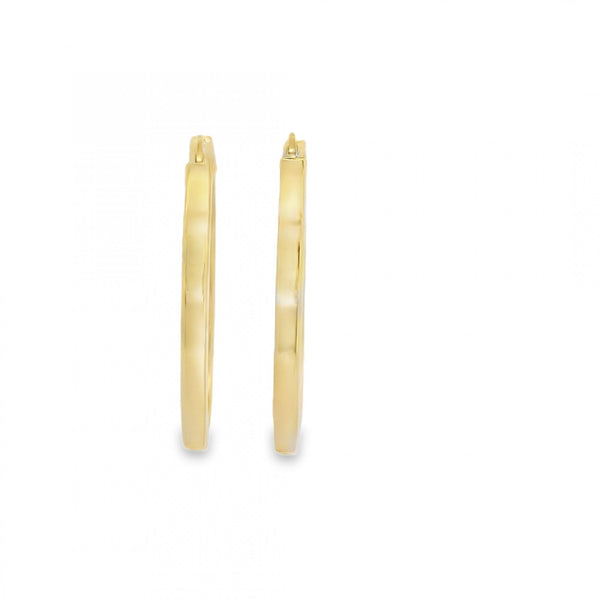 9ct Yellow Gold Oval Hoop Earrings - 23x31x2.5mm - 1.9g