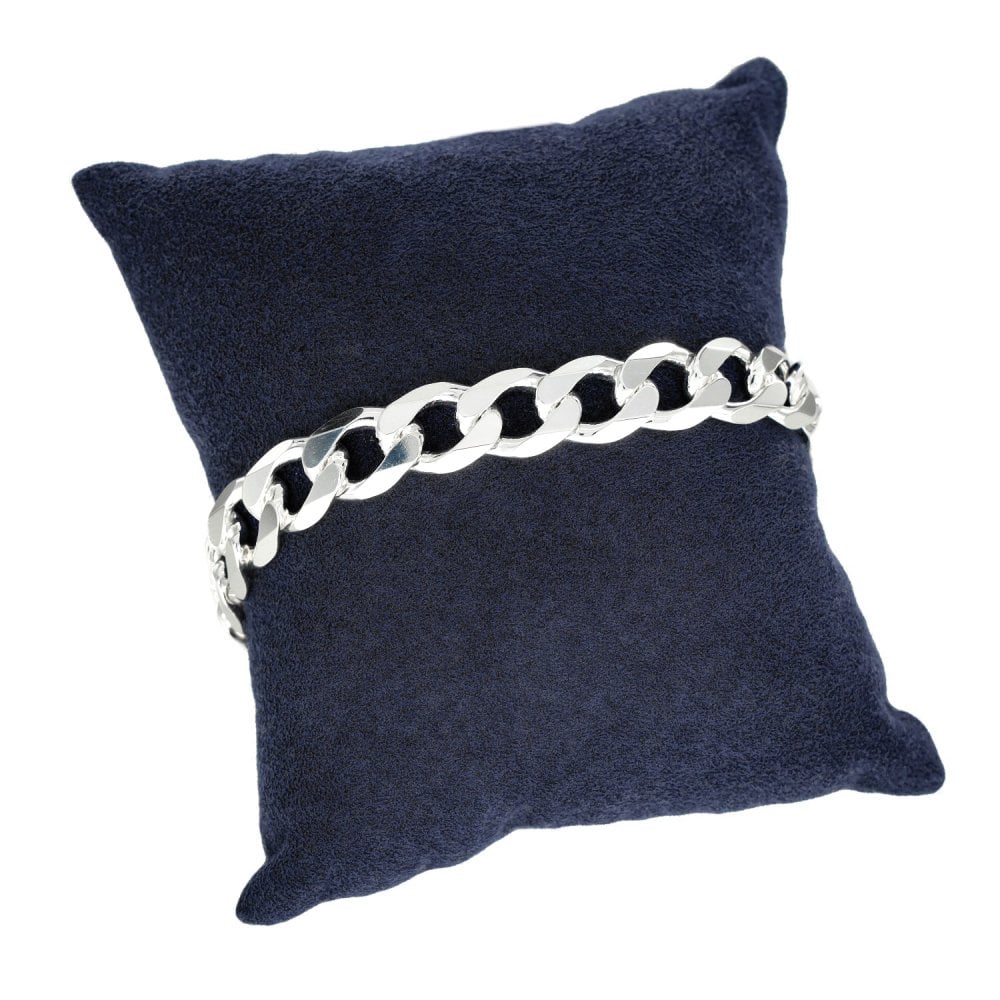 925 Silver Heavy Flat Curb Bracelet - 8.5" - 31.9g