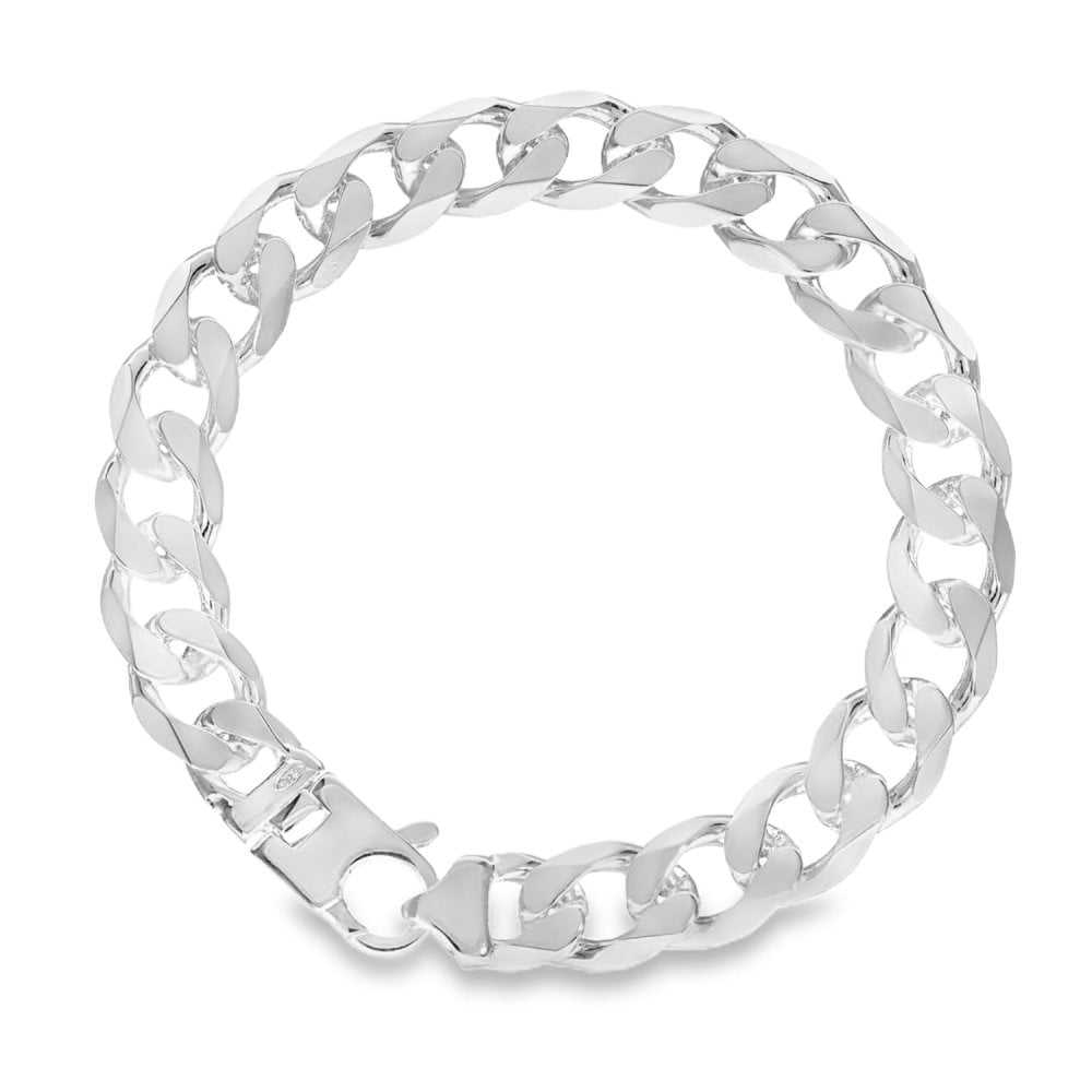 925 Silver Heavy Flat Curb Bracelet - 8.5" - 31.9g