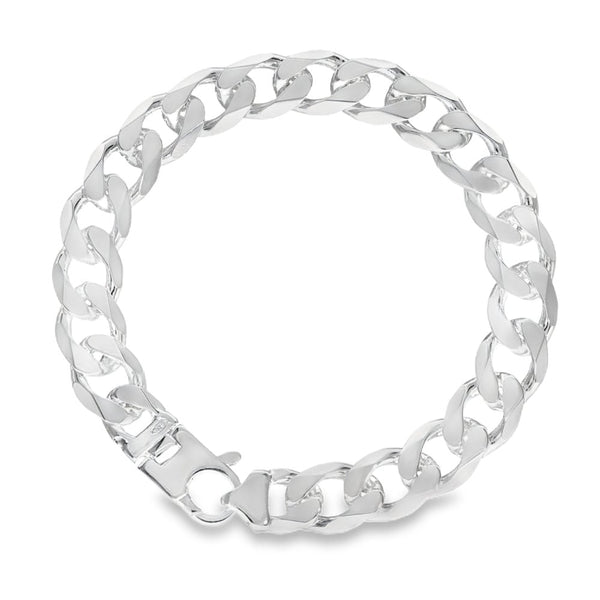 925 Silver Heavy Flat Curb Bracelet - 8.5" - 31.9g
