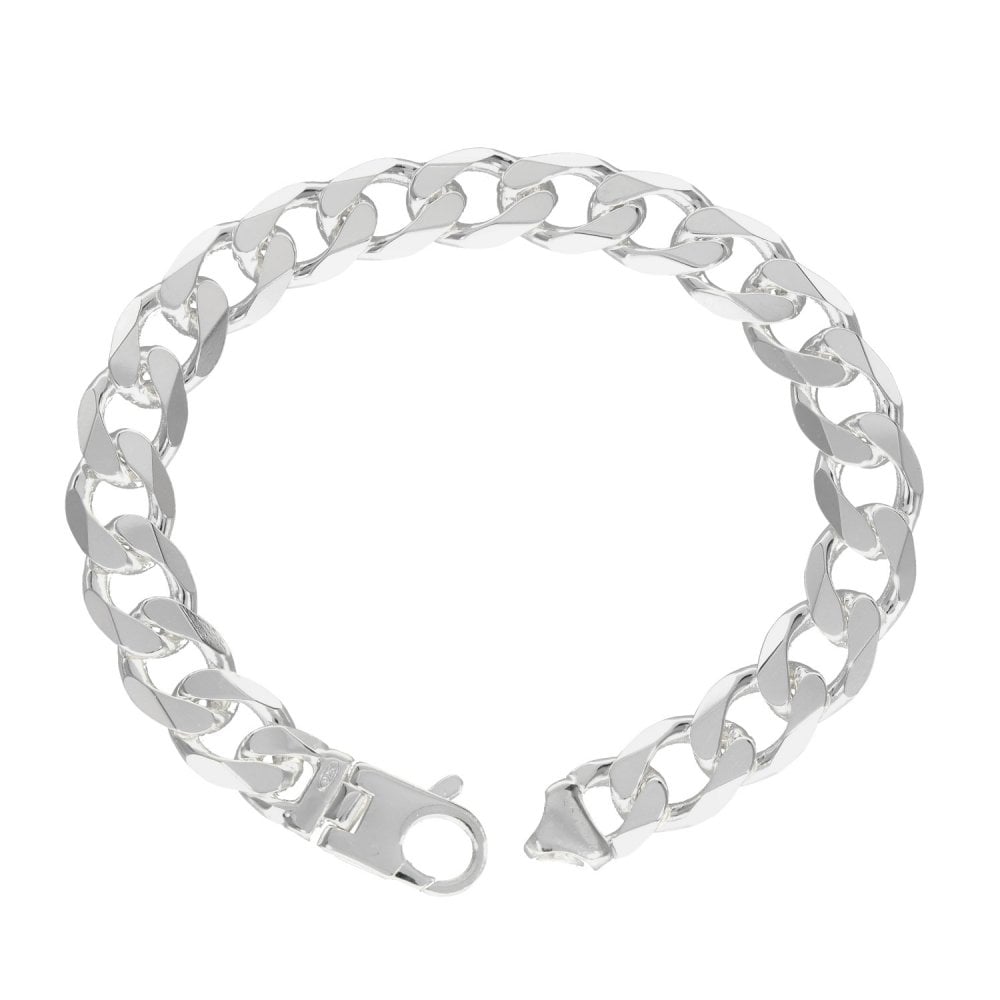 925 Silver Heavy Flat Curb Bracelet - 8.5" - 31.9g