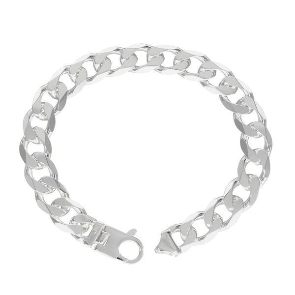 925 Silver Heavy Flat Curb Bracelet - 8.5" - 31.9g
