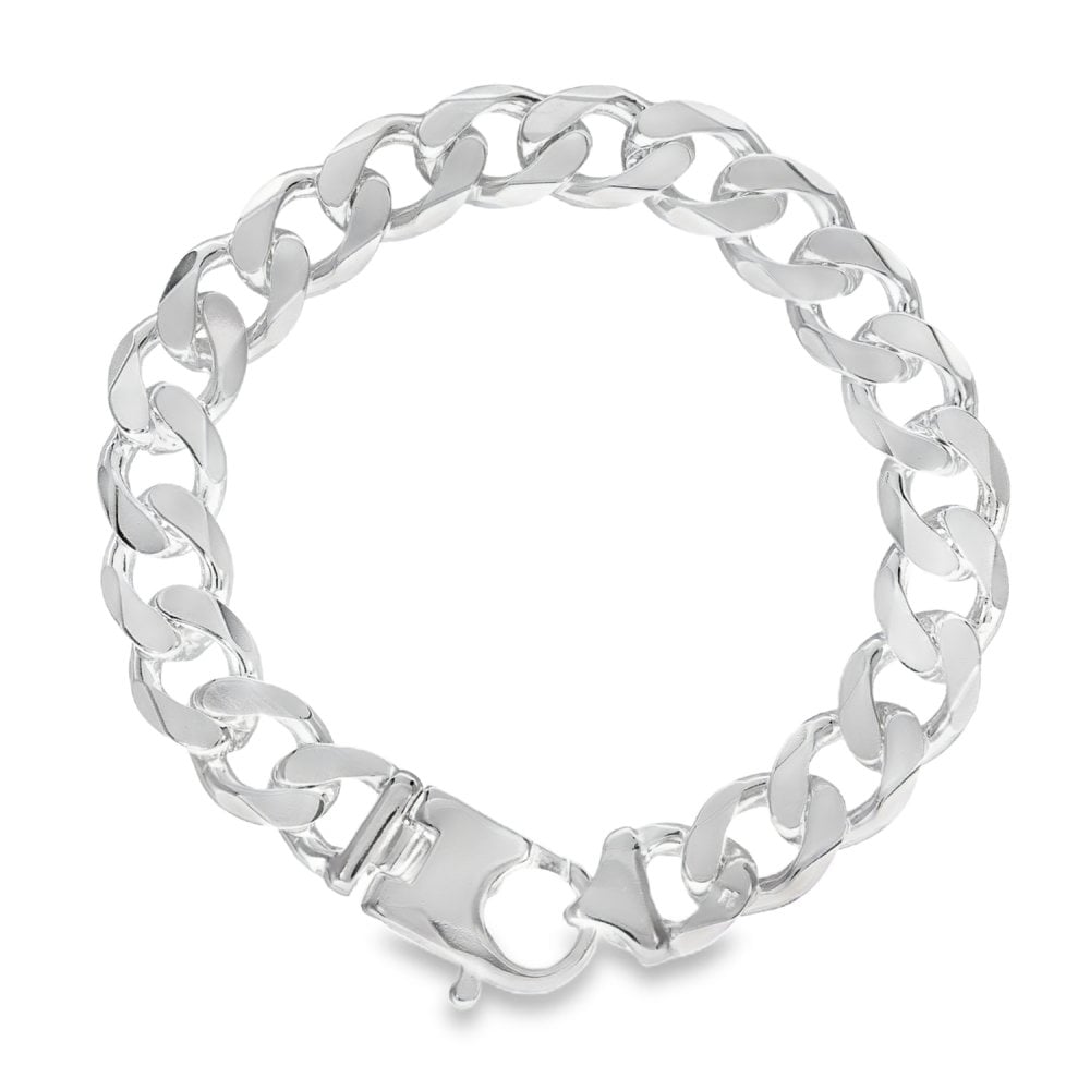925 Silver Heavy Flat Curb Bracelet - 8.5" - 40.5g