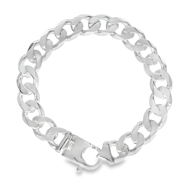 925 Silver Heavy Flat Curb Bracelet - 8.5" - 40.5g