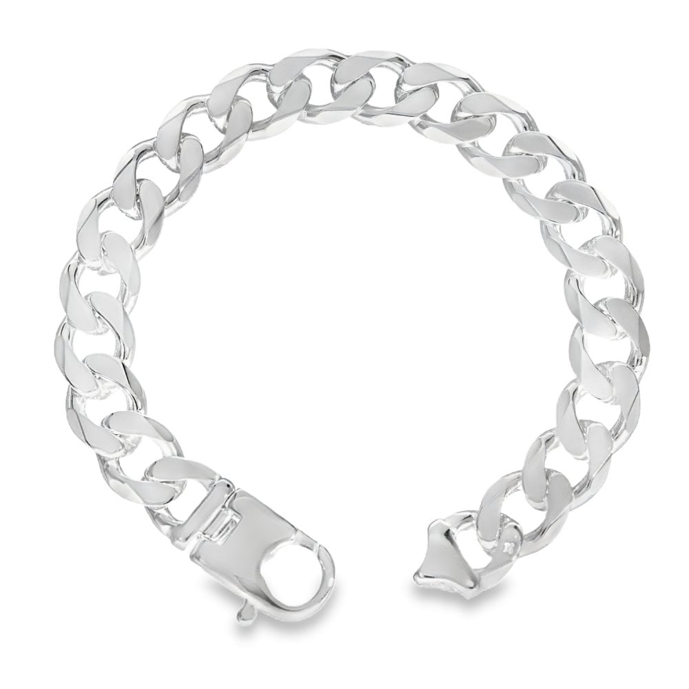 925 Silver Heavy Flat Curb Bracelet - 8.5" - 40.5g