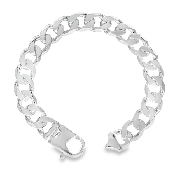 925 Silver Heavy Flat Curb Bracelet - 8.5" - 40.5g