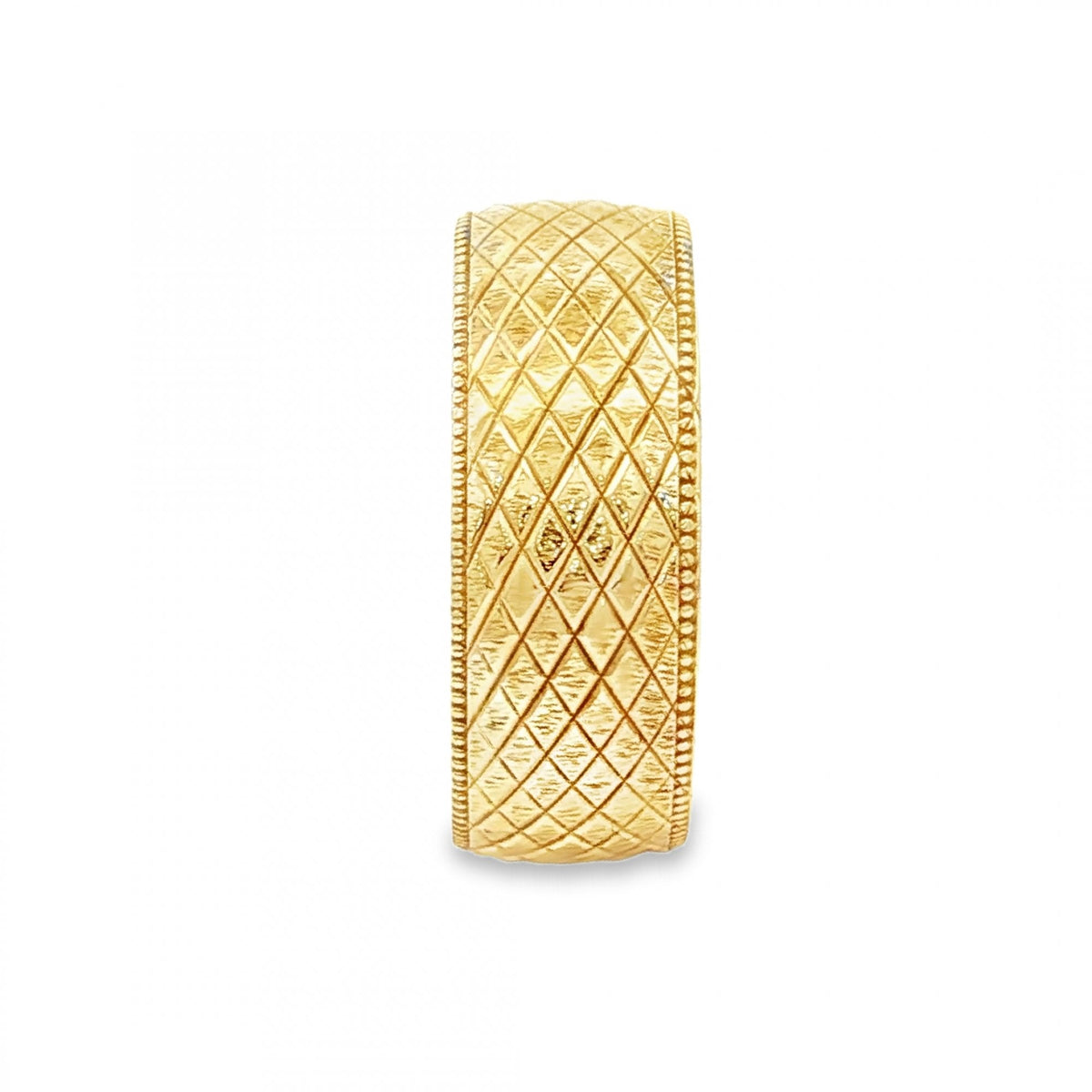 9ct Yellow Gold Patterned Wedding Band - Size T½ - 8mm