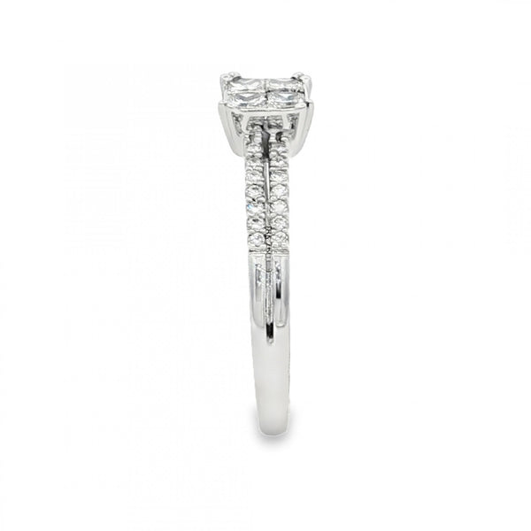 18ct White Gold Diamond Cluster Ring - Size P½ - 0.52ct