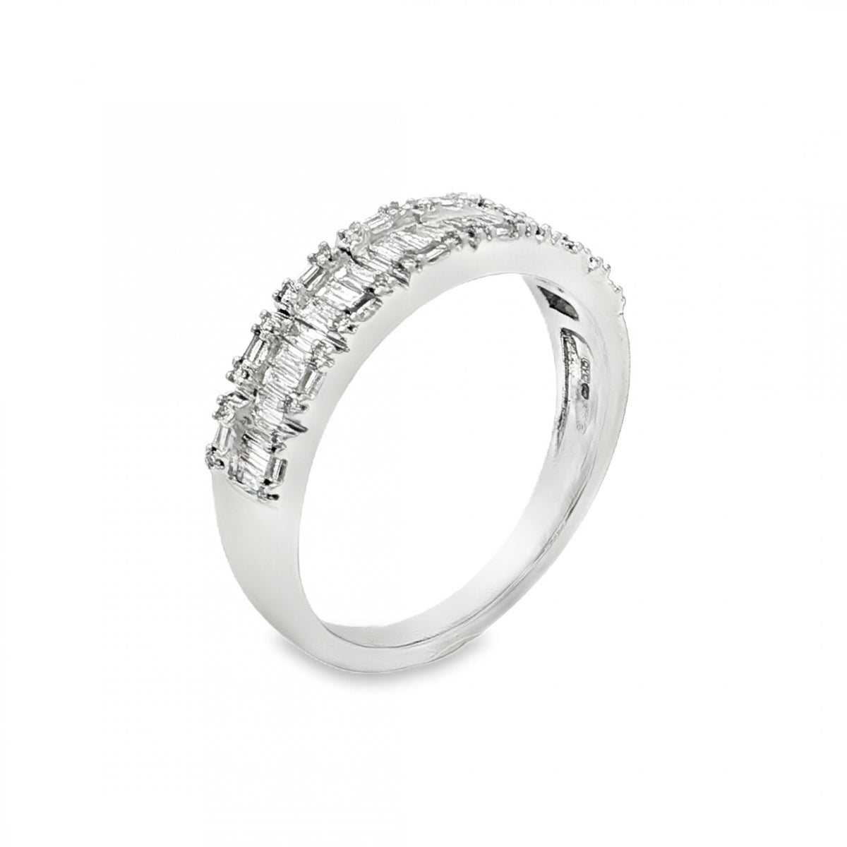 9ct White Gold Diamond Half-Eternity Ring - Size N½ - 0.63ct